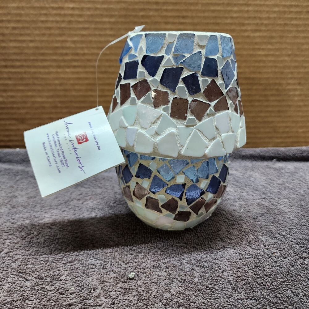 Home Interiors mosaic 2 piece candle holder new U